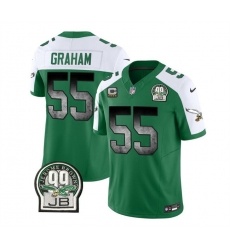 Men Philadelphia Eagles 55 Brandon Graham Green White 2023 F U S E  With 4 Star C Patch Throwback Vapor Untouchable Limited Stitched Football Jersey