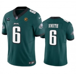 Men Philadelphia Eagles 6 DeVonta Smith Green 2023 F U S E  With 1 Star C Patch And John Madden Patch Vapor Limited Stitched Football Jersey