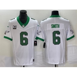 Men Philadelphia Eagles 6 DeVonta Smith White 2023 F U S E With C Patch Vapor Untouchable Stitched Football Jersey