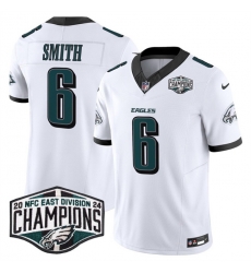 Men Philadelphia Eagles 6 DeVonta Smith White 2024 New NFC East Champions F U S E  Vapor Untouchable Limited Stitched Football Jersey