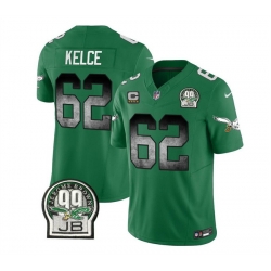 Men Philadelphia Eagles 62 Jason Kelce Green 2023 F U S E  With 4 Star C Patch Throwback Vapor Untouchable Limited Stitched Football Jersey