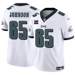 Men Philadelphia Eagles 65 Lane Johnson White F U S E With 3 Star C Patch Vapor Untouchable Limited Stitched Football Jersey