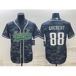 Men Philadelphia Eagles 88 Dallas Goedert Grey Camo With Patch Cool Base Stitched Baseball Jersey