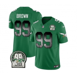 Men Philadelphia Eagles 99 Jerome Brown Green 2023 F U S E  Throwback Vapor Untouchable Limited Stitched Football Jersey