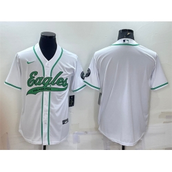 Men Philadelphia Eagles Blank White With Patch Cool Base Stitched Baseball Jersey