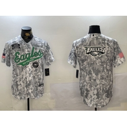 Men Philadelphia Eagles big logo 2024 F U S E Arctic Camo Salute To Service Limited Stitched Jersey 2