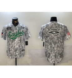 Men Philadelphia Eagles big logo 2024 F U S E Arctic Camo Salute To Service Limited Stitched Jersey 3