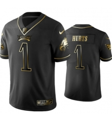 Men's Eagles #1 Jalen Hurts Black Gold Vapor Untouchable Limited Stitched NFL Jersey