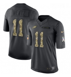 Mens Nike Philadelphia Eagles 11 Carson Wentz Limited Black 2016 Salute to Service NFL Jersey