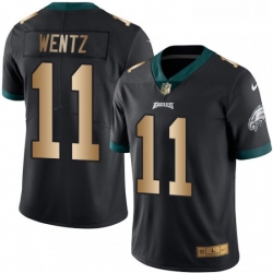 Mens Nike Philadelphia Eagles 11 Carson Wentz Limited BlackGold Rush NFL Jersey