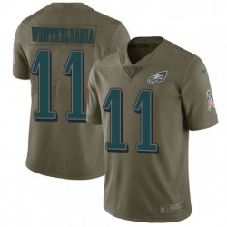 Mens Nike Philadelphia Eagles 11 Carson Wentz Limited Olive 2017 Salute to Service Wentzylvania NFL Jersey