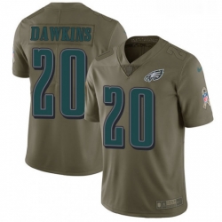 Mens Nike Philadelphia Eagles 20 Brian Dawkins Limited Olive 2017 Salute to Service NFL Jersey