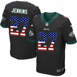 Mens Nike Philadelphia Eagles 27 Malcolm Jenkins Elite Black Alternate USA Flag Fashion NFL Jersey