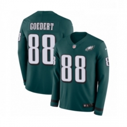 Mens Nike Philadelphia Eagles 88 Dallas Goedert Limited Green Therma Long Sleeve NFL Jersey