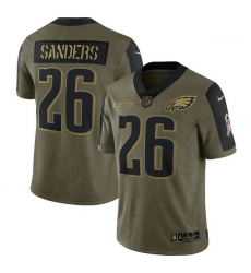 Men's Philadelphia Eagles Miles Sanders Nike Olive 2021 Salute To Service Limited Player Jersey