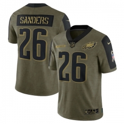 Men's Philadelphia Eagles Miles Sanders Nike Olive 2021 Salute To Service Limited Player Jersey