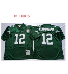 NFL Ealges Mitchell And Ness Philadelphia Eagles 1 Jalen Hurts Green Team Color Authentic Throwback NFL Jersey