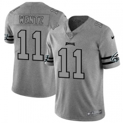 Nike Eagles 11 Carson Wentz 2019 Gray Gridiron Gray Vapor Untouchable Limited Jersey