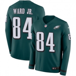 Nike Eagles 84 Greg Ward Jr  Green Team Color Men Stitched NFL Limited Therma Long Sleeve Jersey