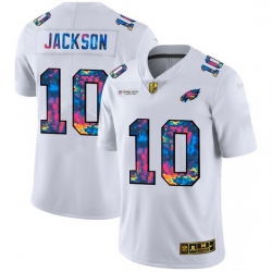 Philadelphia Eagles 10 Desean Jackson Men White Nike Multi Color 2020 NFL Crucial Catch Limited NFL Jersey