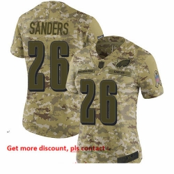 Eagles 26 Miles Sanders Camo Women Stitched Football Limited 2018 Salute to Service Jersey