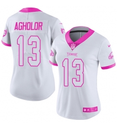 Nike Eagles #13 Nelson Agholor White Pink Womens Stitched NFL Limited Rush Fashion Jersey