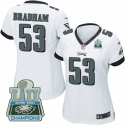 Nike Eagles #53 Nigel Bradham White Women 2018 Super Bowl Champions Game Jersey