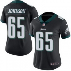 Nike Eagles #65 Lane Johnson Black Womens Stitched NFL Limited Rush Jersey