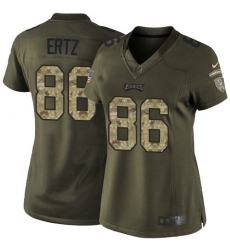 Nike Eagles #86 Zach Ertz Green Womens Stitched NFL Limited 2015 Salute to Service Jersey