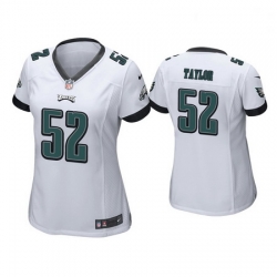 Women Nike Eagles 52 Davion Taylor White Vapor Limited NFL Stitched Jersey