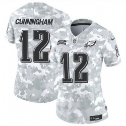 Women Philadelphia Eagles 12 Randall Cunningham 2024 F U S E Arctic Camo Salute To Service Limited Stitched Jersey