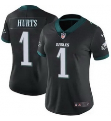 Women Philadelphia Eagles Jalen Hurts 1 Black F U S E Stitched NFL Jersey