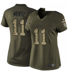 Womens Nike Philadelphia Eagles 11 Carson Wentz Elite Green Salute to Service NFL Jersey