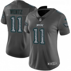 Womens Nike Philadelphia Eagles 11 Carson Wentz Gray Static Vapor Untouchable Limited NFL Jersey