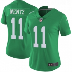 Womens Nike Philadelphia Eagles 11 Carson Wentz Limited Green Rush Vapor Untouchable NFL Jersey