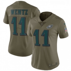 Womens Nike Philadelphia Eagles 11 Carson Wentz Limited Olive 2017 Salute to Service NFL Jersey