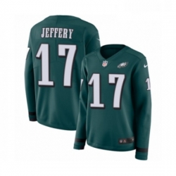 Womens Nike Philadelphia Eagles 17 Alshon Jeffery Limited Green Therma Long Sleeve NFL Jersey