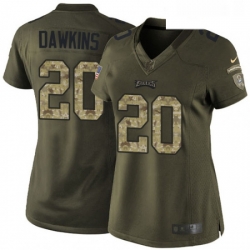 Womens Nike Philadelphia Eagles 20 Brian Dawkins Elite Green Salute to Service NFL Jersey