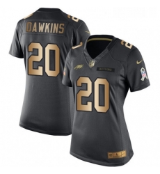 Womens Nike Philadelphia Eagles 20 Brian Dawkins Limited BlackGold Salute to Service NFL Jersey