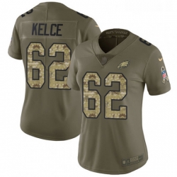 Womens Nike Philadelphia Eagles 62 Jason Kelce Limited OliveCamo 2017 Salute to Service NFL Jersey