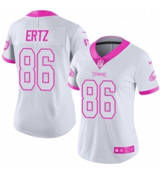 Womens Nike Philadelphia Eagles 86 Zach Ertz Limited WhitePink Rush Fashion NFL Jersey