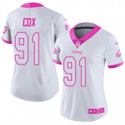 Womens Nike Philadelphia Eagles 91 Fletcher Cox Limited WhitePink Rush Fashion NFL Jersey