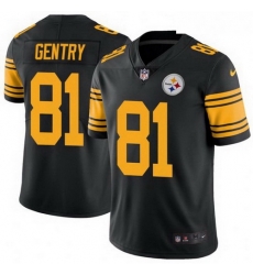 Men Nike 81 Zach Gentry Pittsburgh Steelers Limited Black Color Rush Jersey