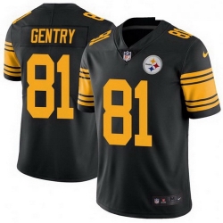 Men Nike 81 Zach Gentry Pittsburgh Steelers Limited Black Color Rush Jersey