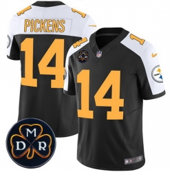 Men Pittsburgh Steelers 14 George Pickens Black F U S E  DMR Patch Untouchable Limited Stitched Football Jersey