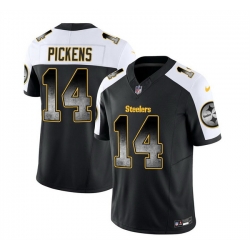 Men Pittsburgh Steelers 14 George Pickens Black White 2023 F U S E  Smoke Vapor Untouchable Limited Stitched Jersey