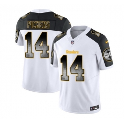 Men Pittsburgh Steelers 14 George Pickens White Black 2023 F U S E  Smoke Vapor Untouchable Limited Stitched Jersey