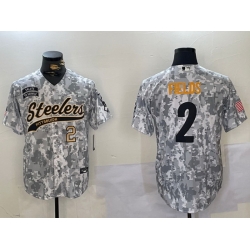 Men Pittsburgh Steelers 2 Justin Fields 2024 Arctic Camo Salute To Service Stitched Baseball Jersey 2