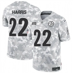 Men Pittsburgh Steelers 22 Najee Harris 2024 F U S E Arctic Camo Salute To Service Limited Stitched Football Jersey