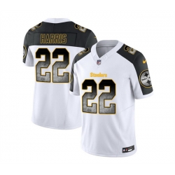 Men Pittsburgh Steelers 22 Najee Harris White Black 2023 F U S E  SmokeVapor Untouchable Limited Stitched Jersey